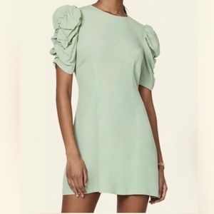 BILLIE The Label Revolve Helena Mini Dress Women’s Sage Green Puff Sleeves